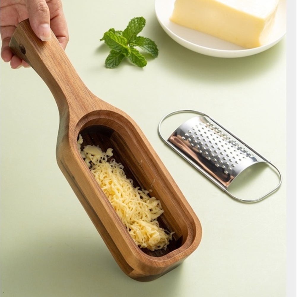 Cheese Grater Box - Ahşap Saplı Paslanmaz Çelik Peynir Rendesi,