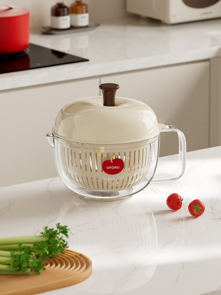 Salad Spinner - Büyük Salata Kurutucu, Süzgeçli, Kase ve
