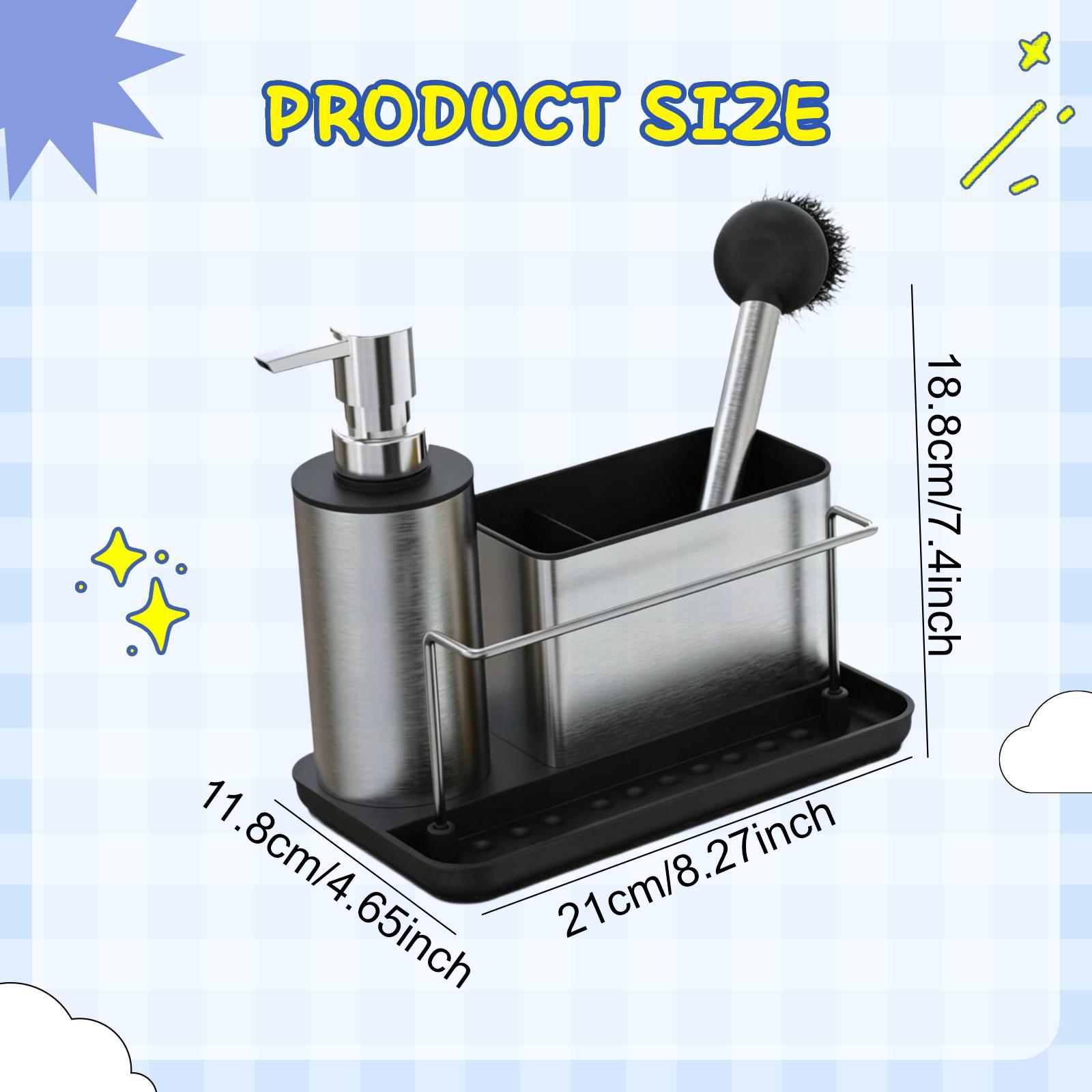 Kitchen Gadgets Dispenser Brush Holder - Mutfak Sabunluk Seti Fırça Saklama Aparatı