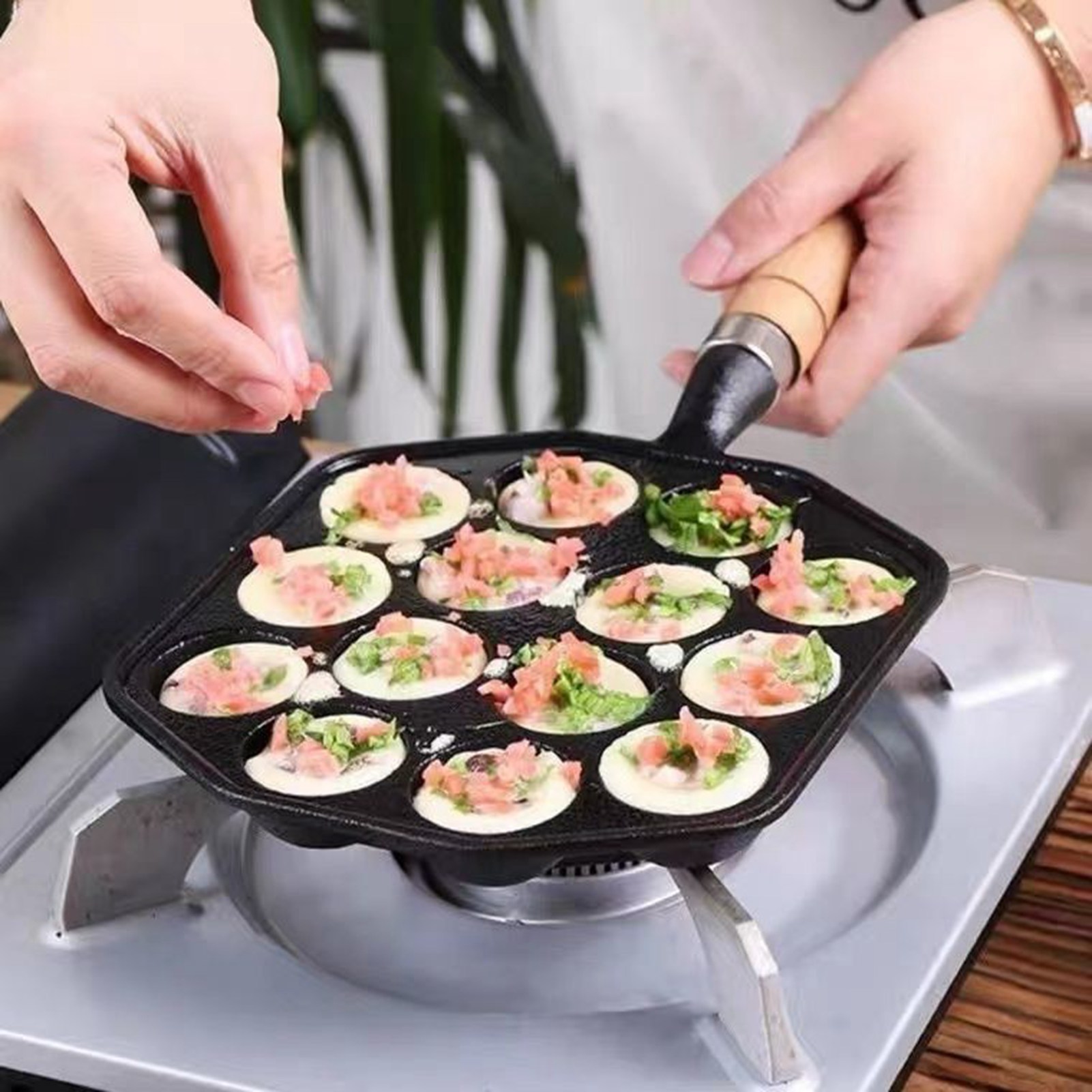 14 delik Takoyaki Pan yapışmaz - Cast Iron Skillet incelemesi ve fiyatı