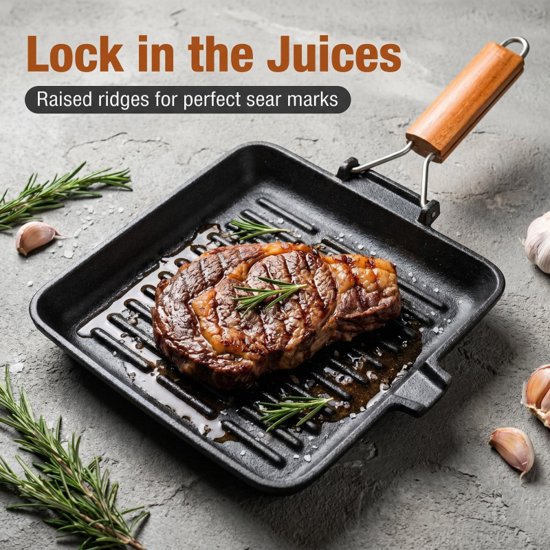 Katlanabilir ahşap saplı, kare - Cast Iron Skillet incelemesi ve fiyatı