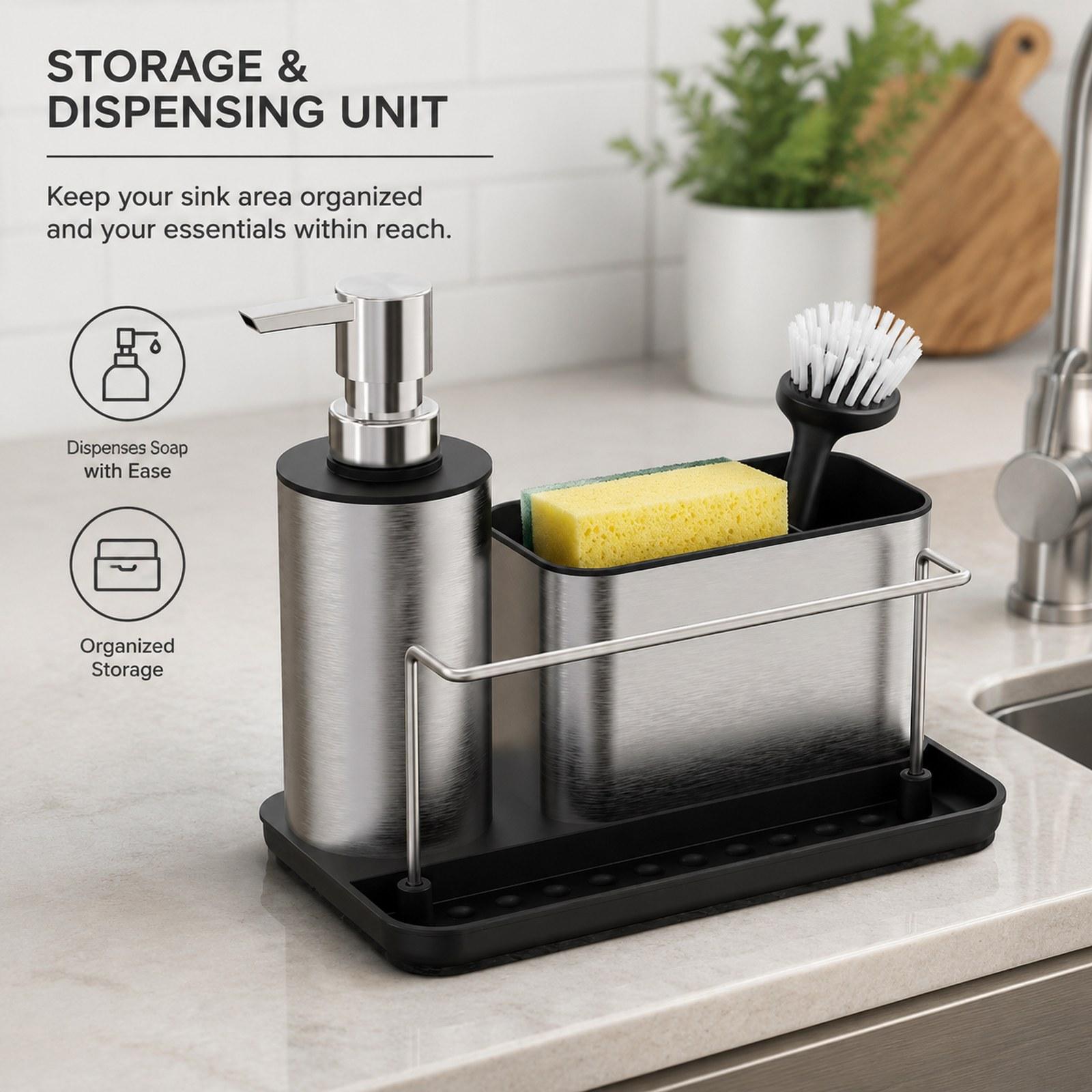 Mutfak Sabunluk Seti Fırça Sak - Kitchen Gadgets Dispenser Brush Holder incelemesi ve fiyatı